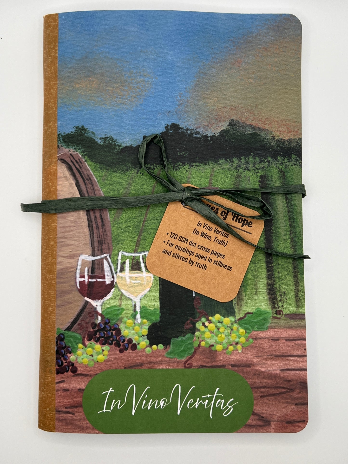 In Vino Veritas – Wine Lover’s Dot Grid Journal with Vineyard Art