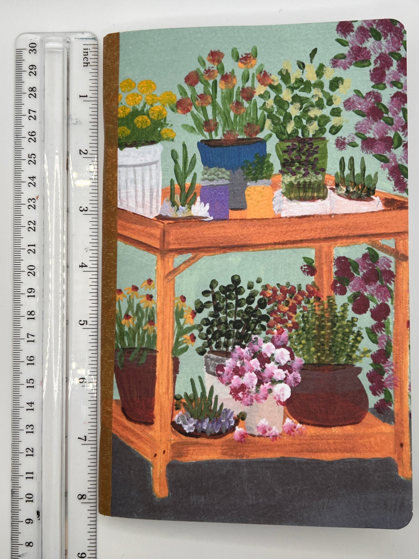 Garden Cart Journal - Floral Dot Grid Notebook for Plant Lovers