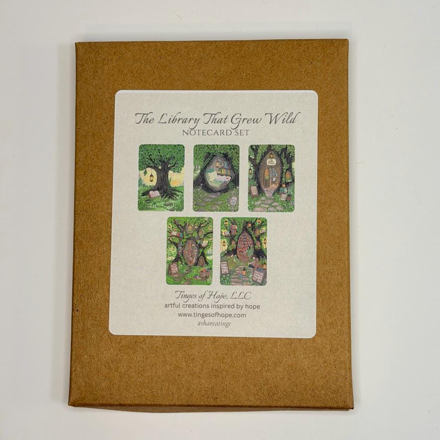 Notecard Set | The Library That Grew Wild | Literary Book Lover Stationery