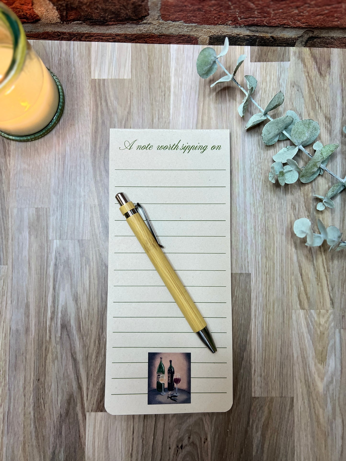 Wine-Themed Notepad – Eco-Friendly List Pad with Vineyard Artwork
