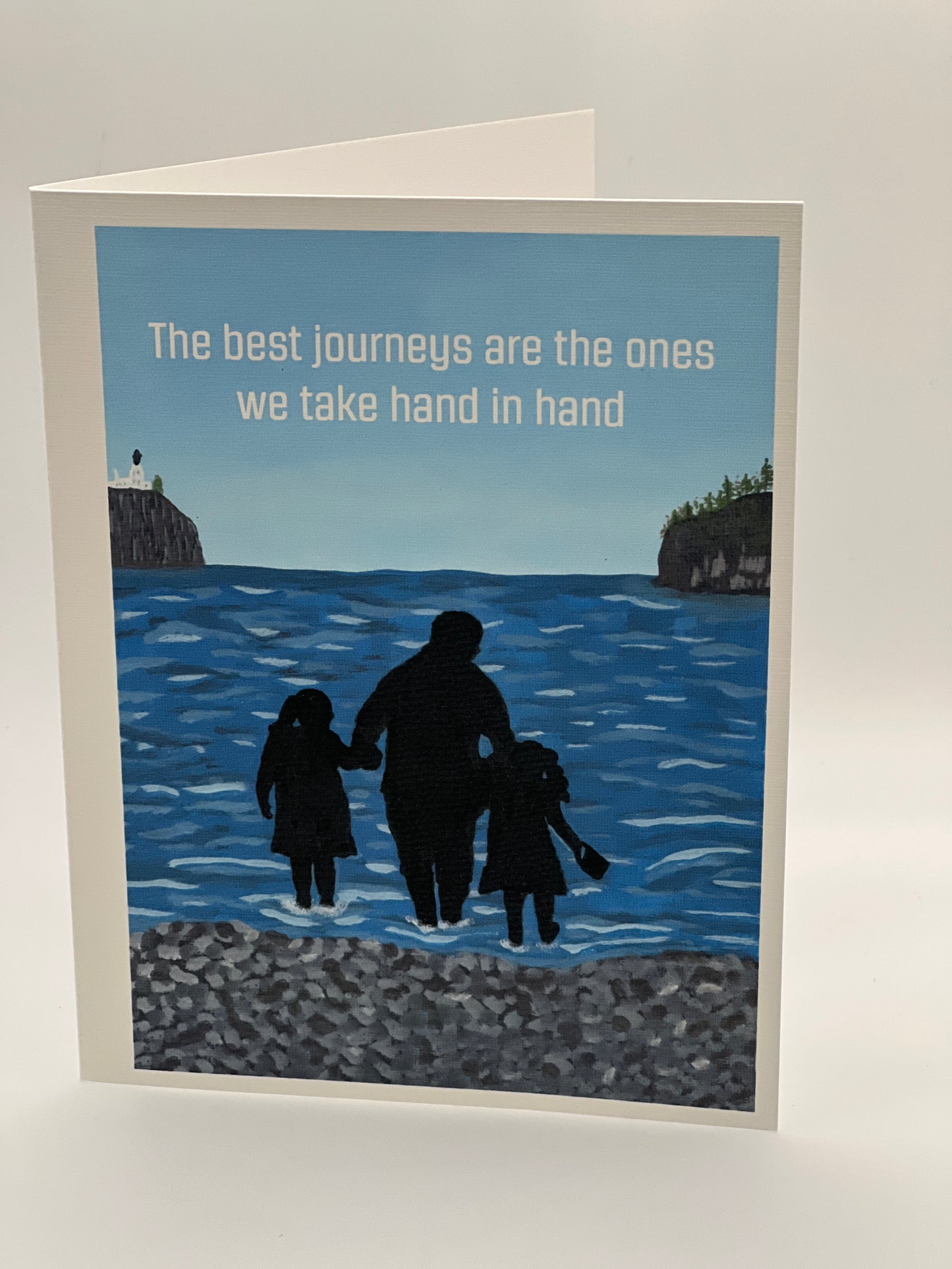 Father’s Day Card – Handpainted Lakeside Art with Dad & Kids