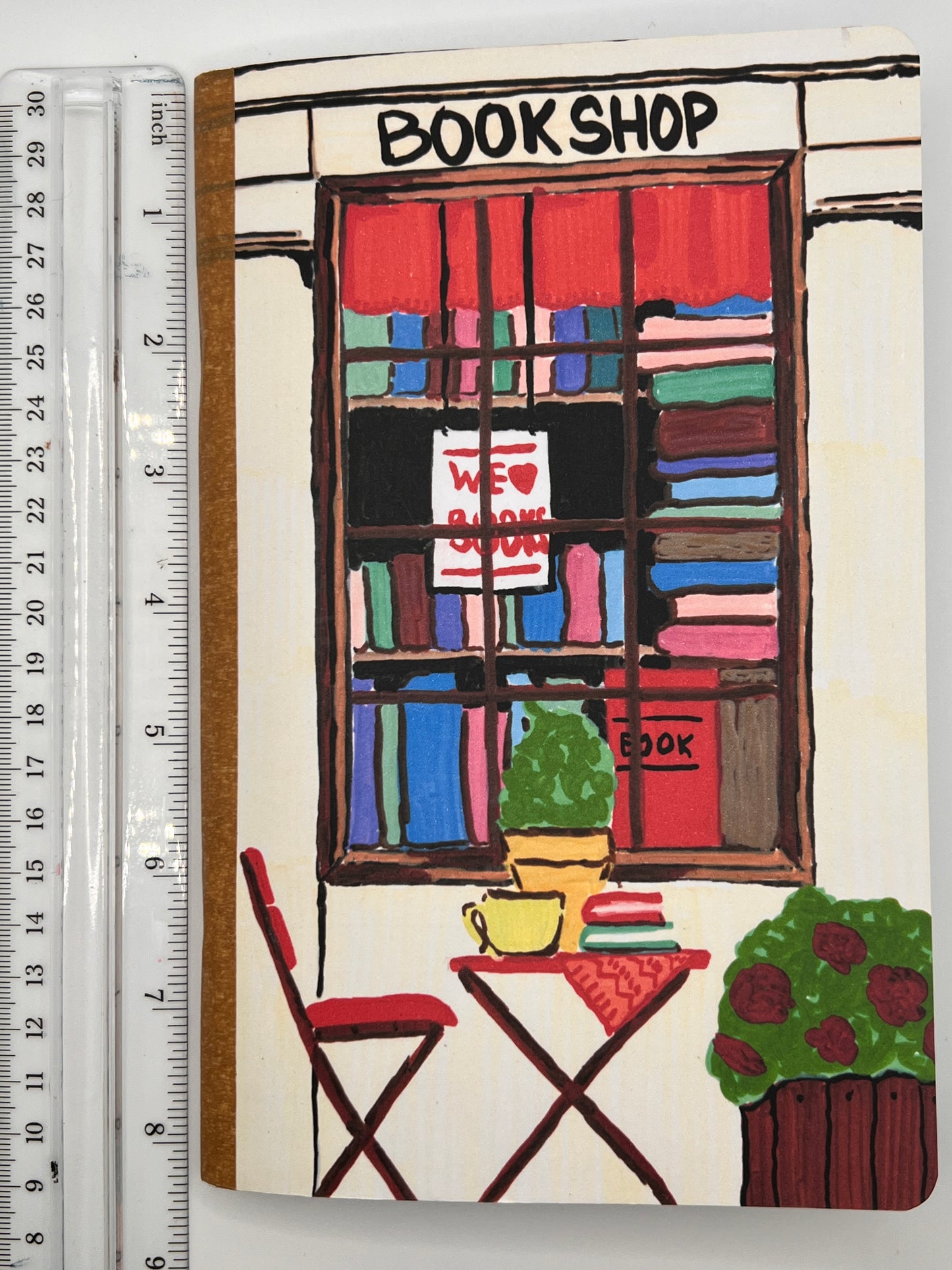 Cozy Bookshop Journal – Handmade Dot Grid Notebook for Readers, Writers & Book Lovers | 50 Pages | Tinges of Hope