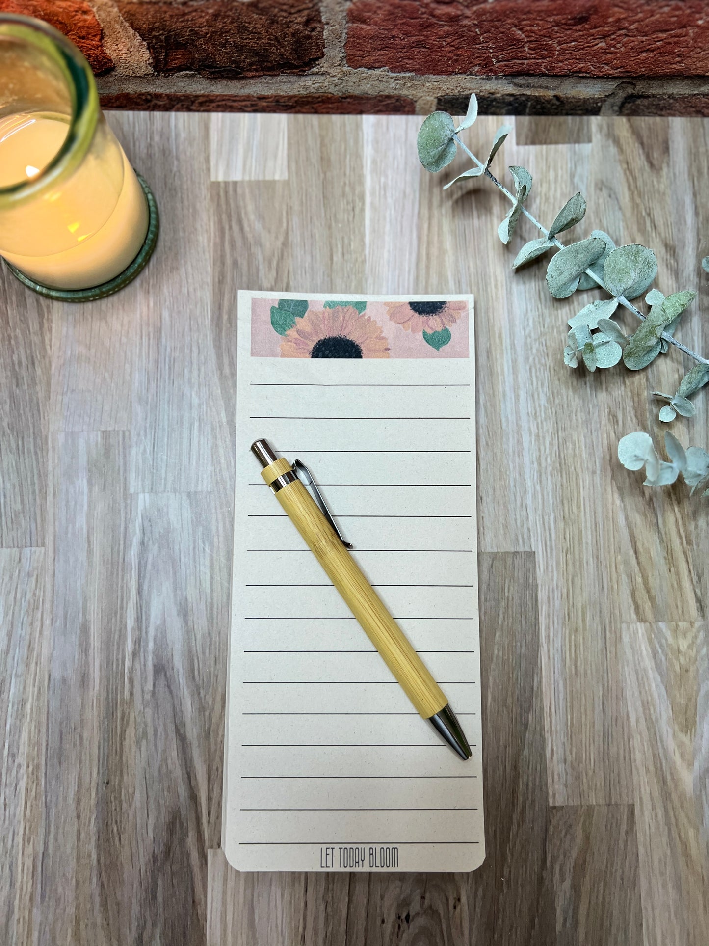 Sunflower List Pad – “Let Today Bloom” List Pas on Eco Sugarcane Paper