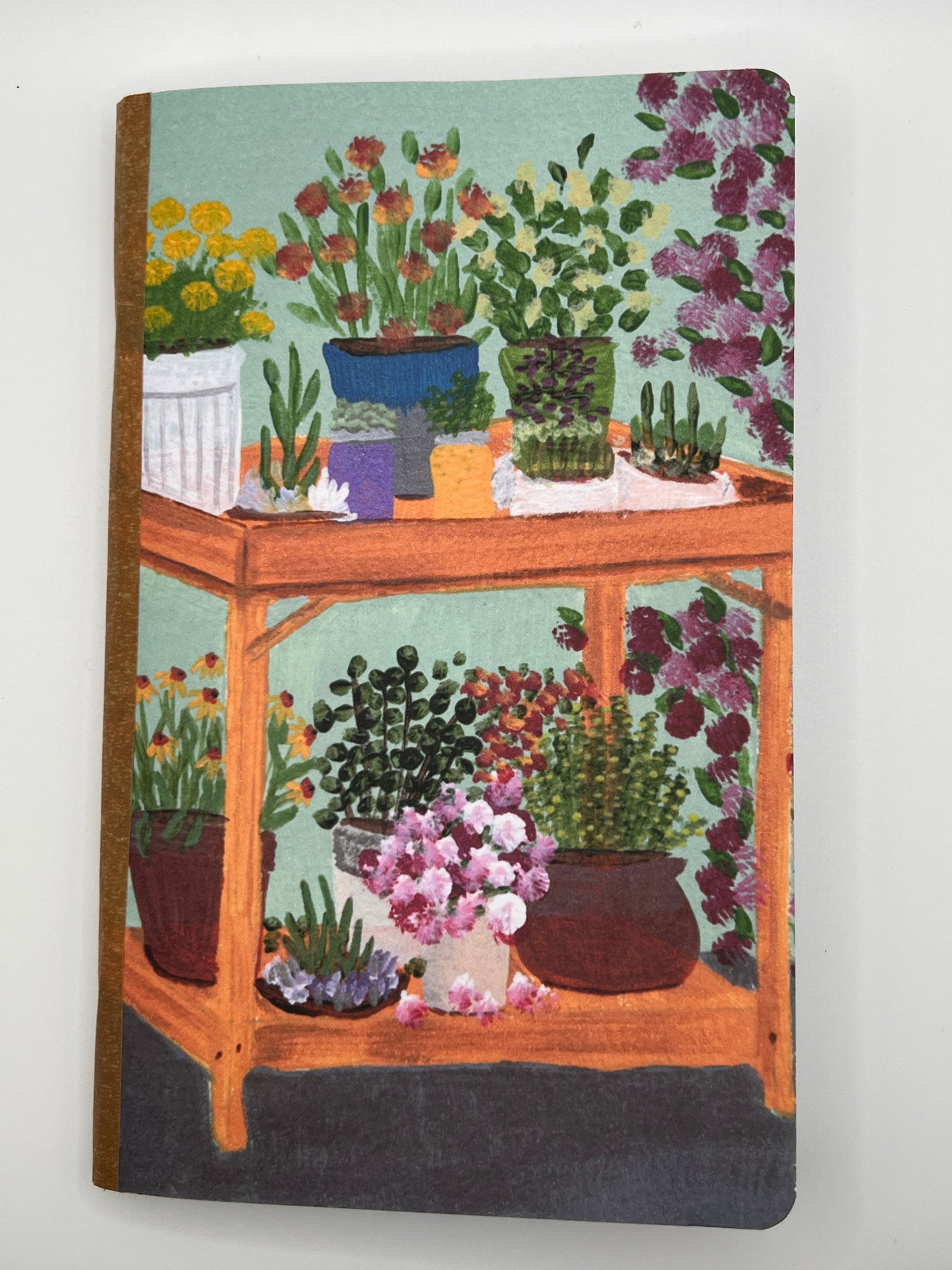 Garden Cart Journal - Floral Dot Grid Notebook for Plant Lovers