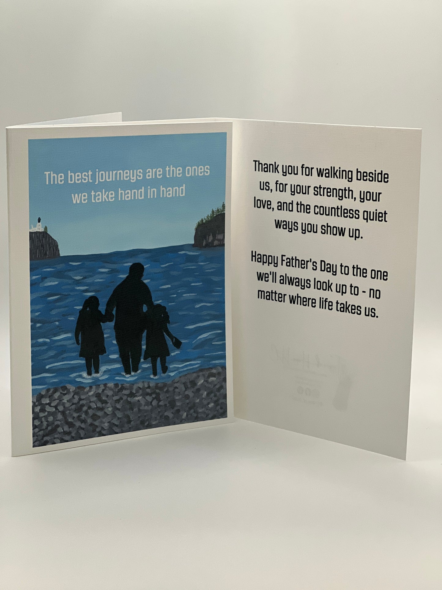Father’s Day Card – Handpainted Lakeside Art with Dad & Kids