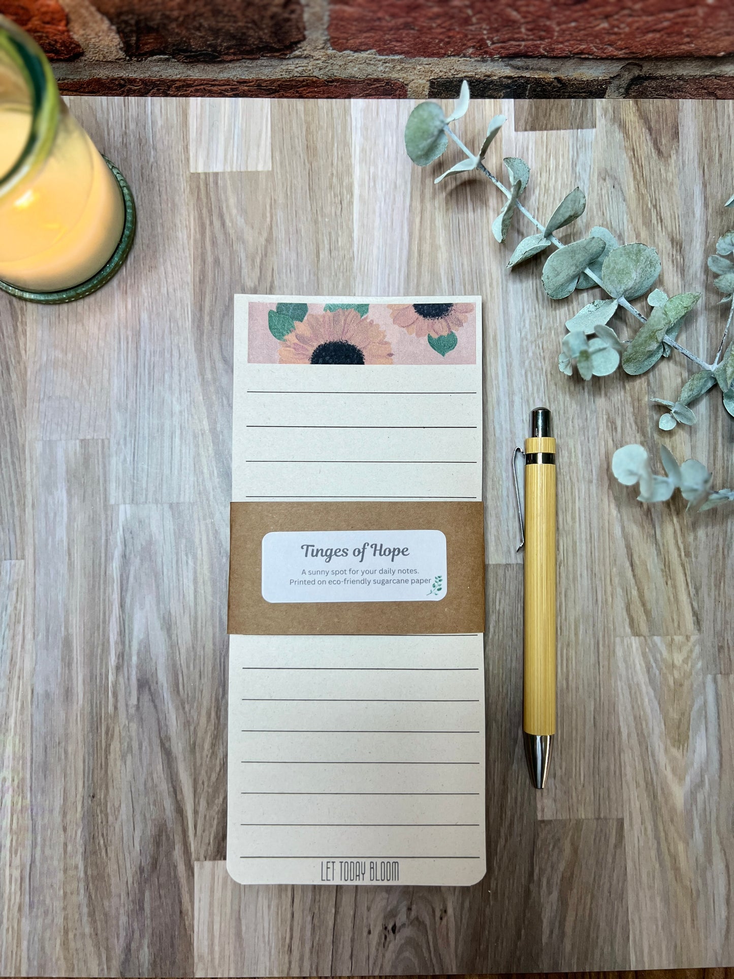 Sunflower List Pad – “Let Today Bloom” List Pas on Eco Sugarcane Paper