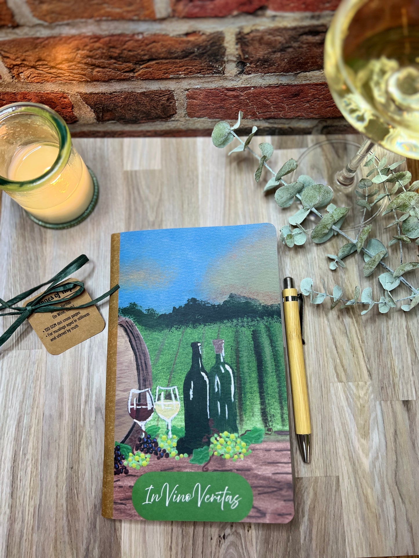 In Vino Veritas – Wine Lover’s Dot Grid Journal with Vineyard Art