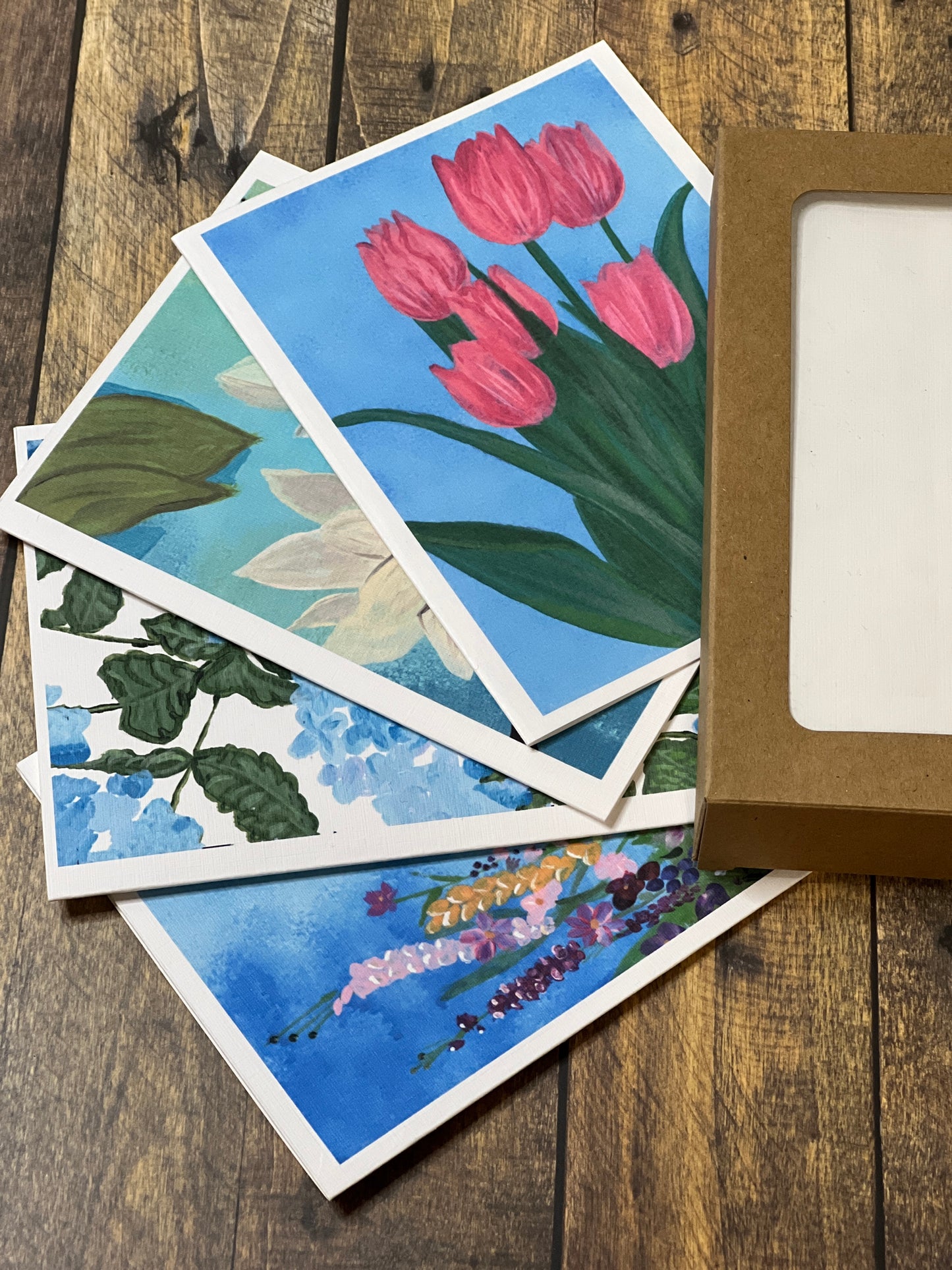 Mother’s Day Gift Set | Floral Notecards Set of 8 & Matching Magnets | Handmade Stationery & Gift for Mom | Garden-Inspired Gift