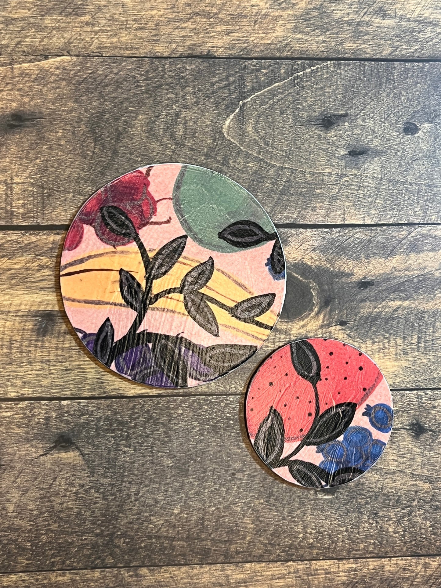 Rustic Fruit Tray Round Magnet Set
