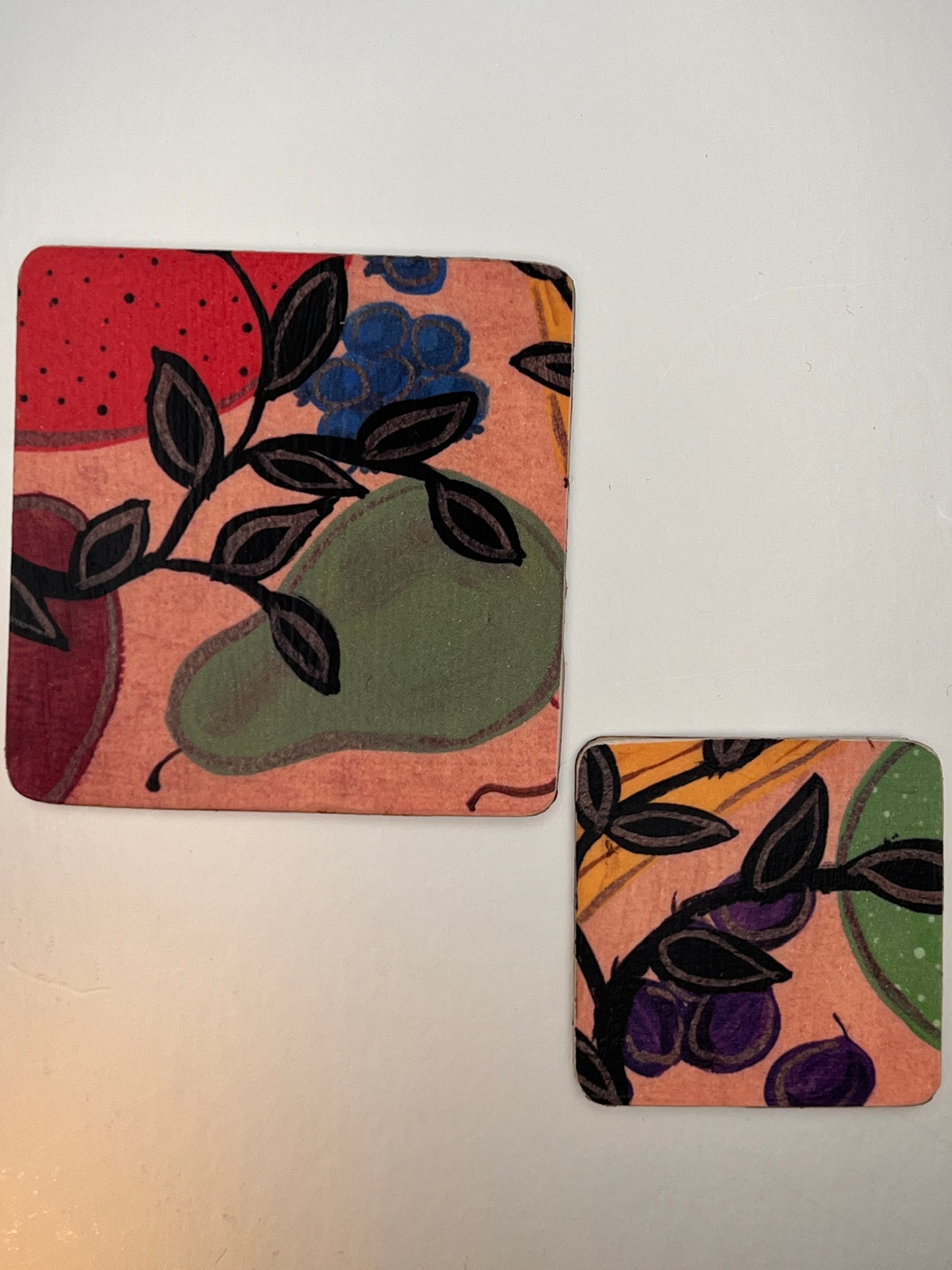 Rustic Fruit Tray Square Magnet Set