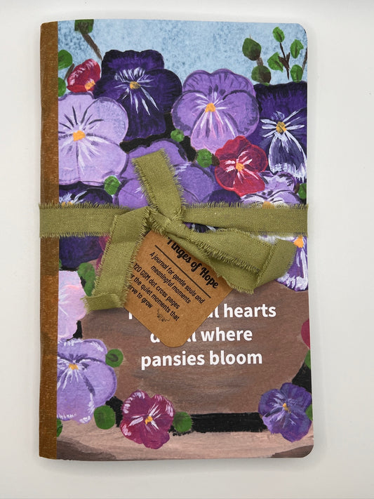 Handmade Pansy Journal: Floral Dot Grid Notebook, Spring Gift