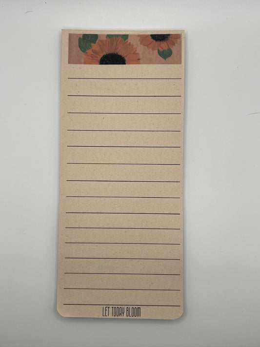 Sunflower Notepad: Rustic Floral List Pad - Eco-Friendly Stationery