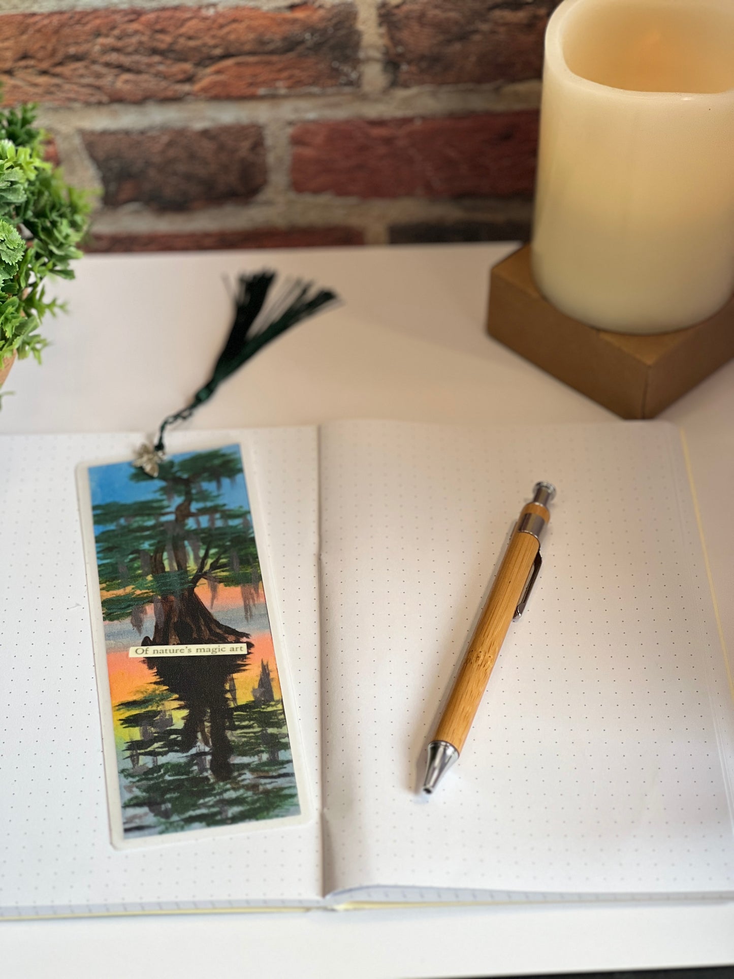 Nature Bookmark – Laminated Sunset Landscape | Gift for Readers | Bayou Cypress Tree