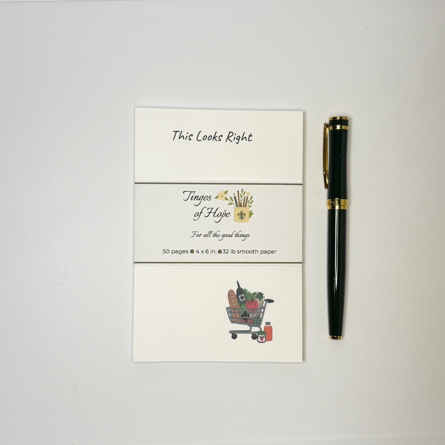 Notepad | Grocery Cart | 4×6 Art Notepad for Kitchen & Desk
