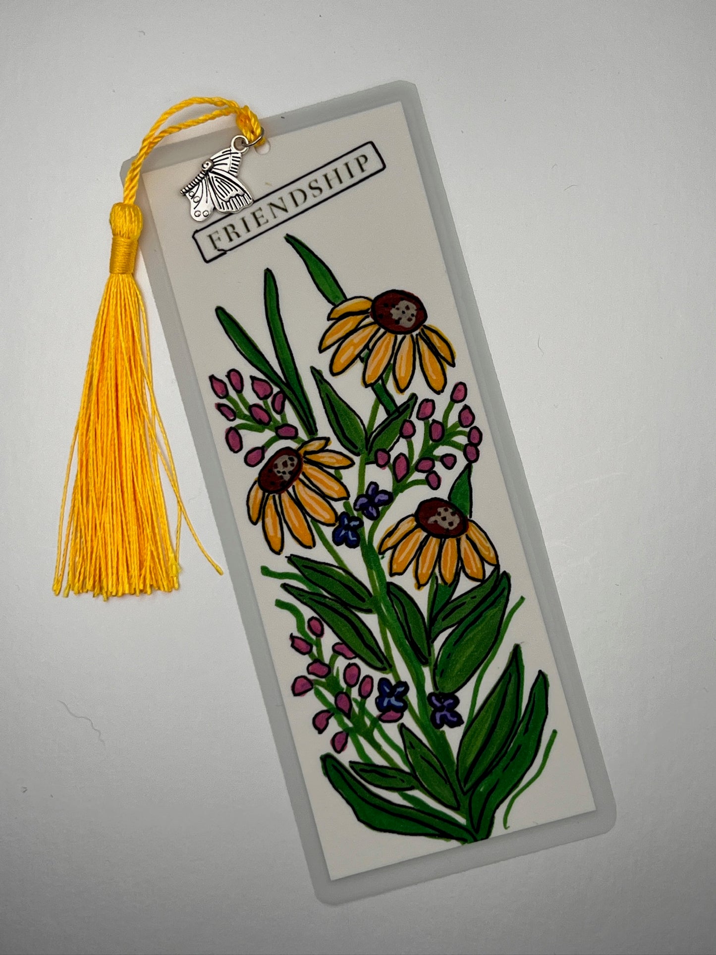 Laminated Bookmark | Friendship Flowers | Hand-Painted Floral Bouquet Gift