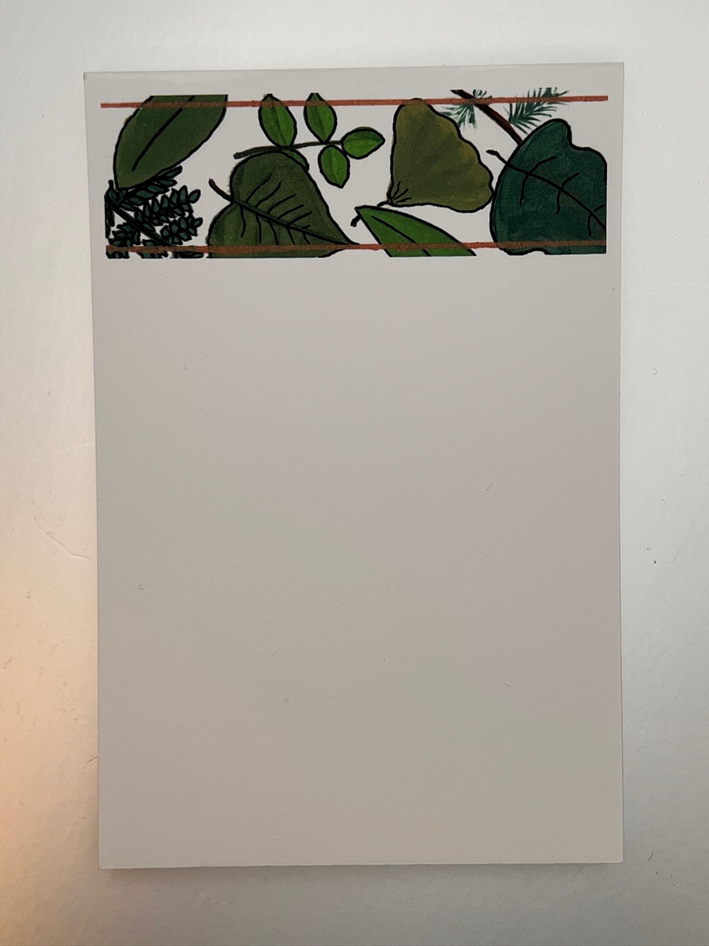Green Leaves Notepad: Botanical Stationery with Hand-Painted Design