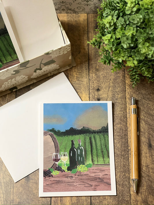 Celebration Greeting Card | Vineyard Wine Art | Wine Lover Gift