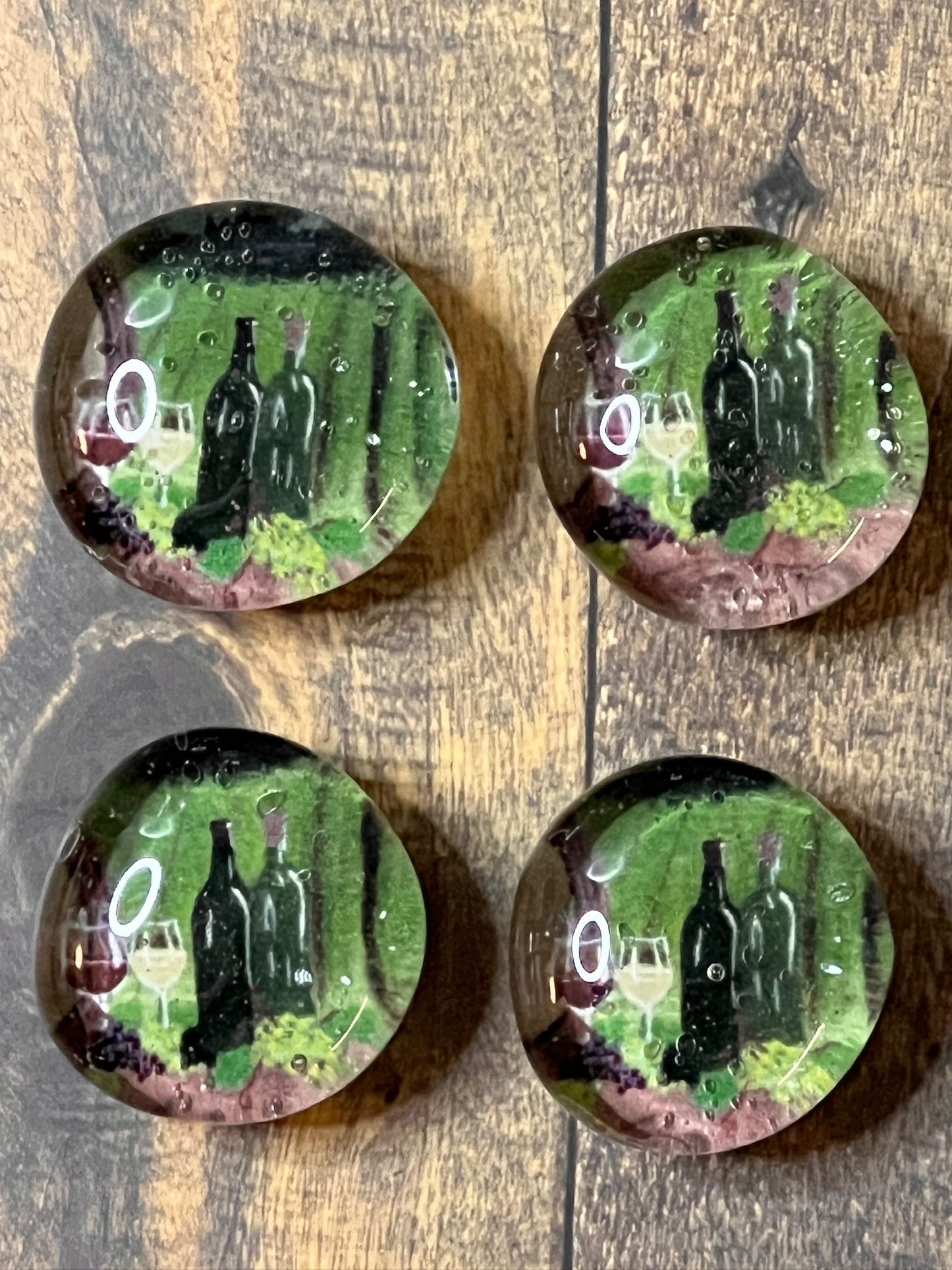 Vineyard Magnet Set – Set of 4 Wine Glass & Bottle Glass Gem Magnets