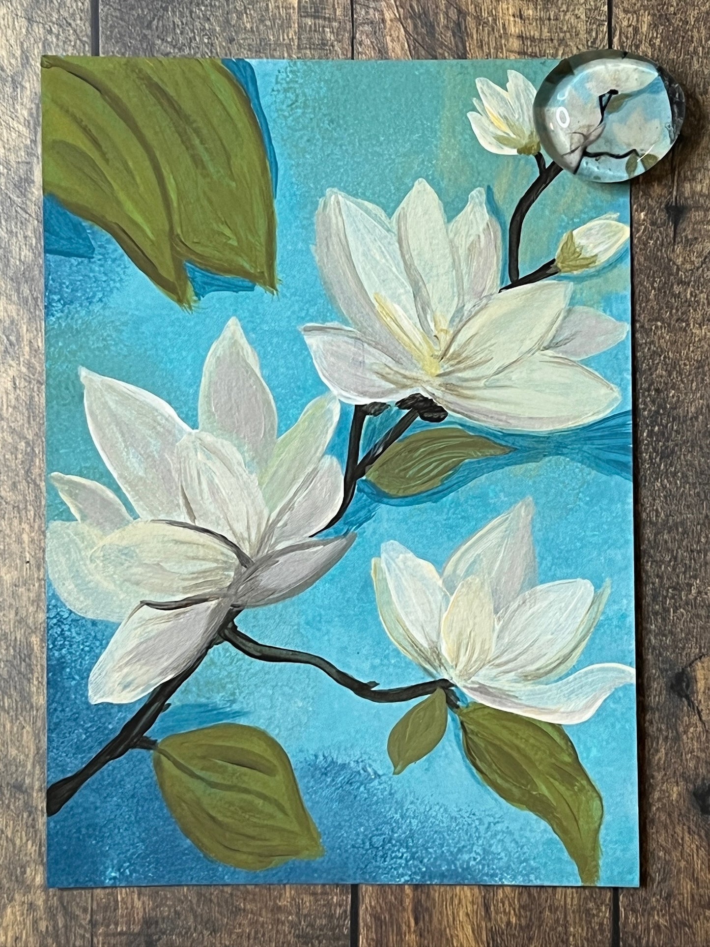 Magnolia Morning Magnet Set – Set of 4 Glass Gem Magnets