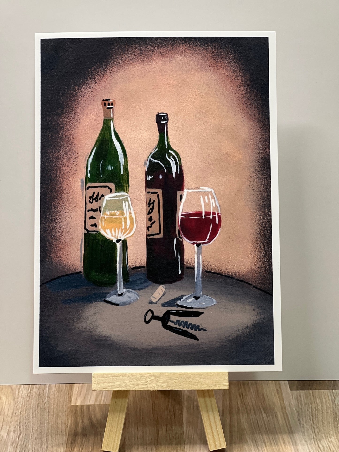 Wine Room Still Life Art Print Set – Wine Bottle and Glass Bar Decor | 4x6 & 5x7 Fine Art Prints for Kitchen or Cellar