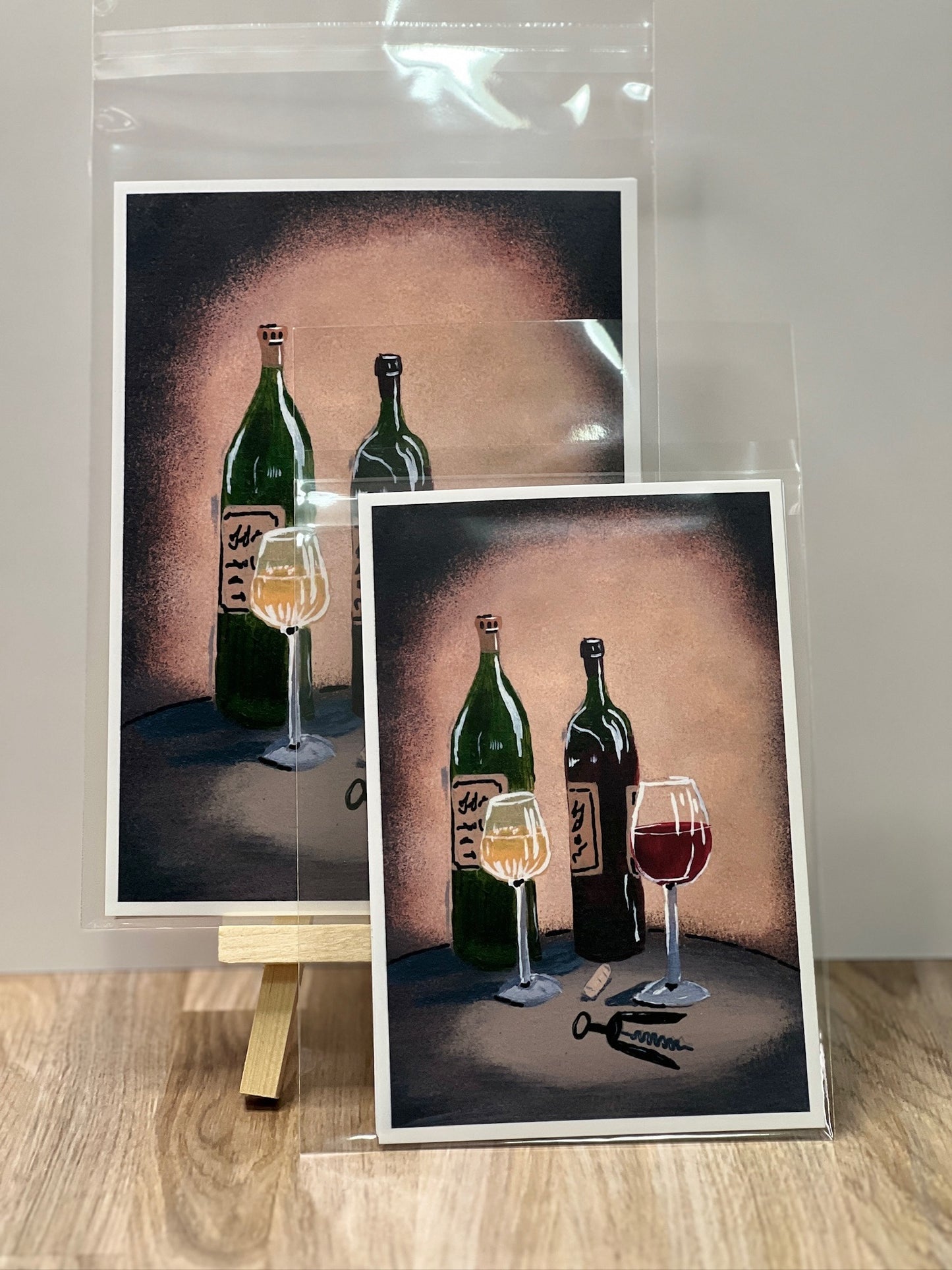Wine Room Still Life Art Print Set – Wine Bottle and Glass Bar Decor | 4x6 & 5x7 Fine Art Prints for Kitchen or Cellar