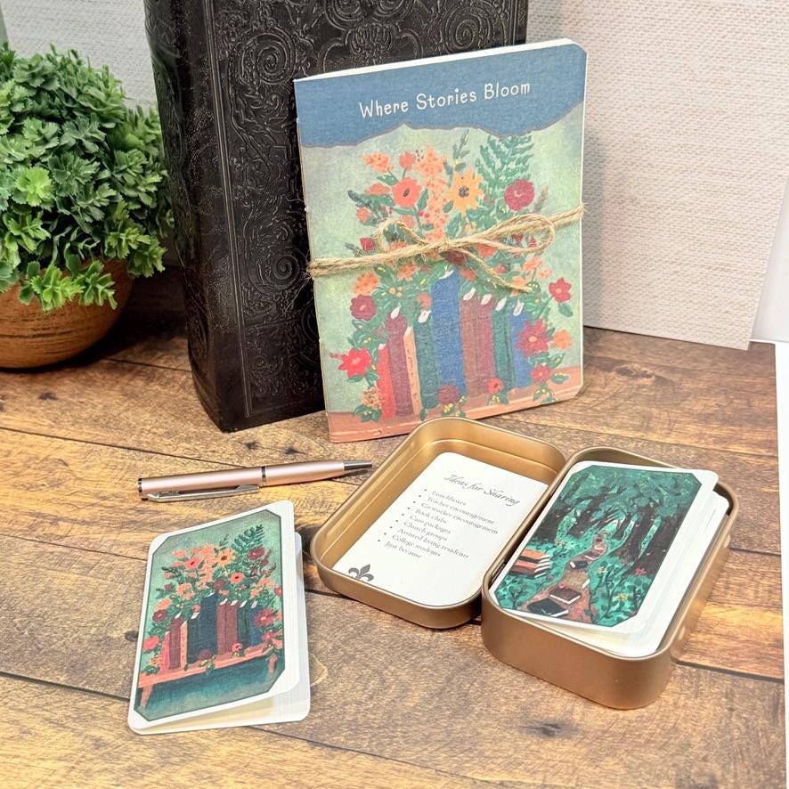 Mini Notes Gift Tin | Where Stories Bloom | Book Lover Stationery Set