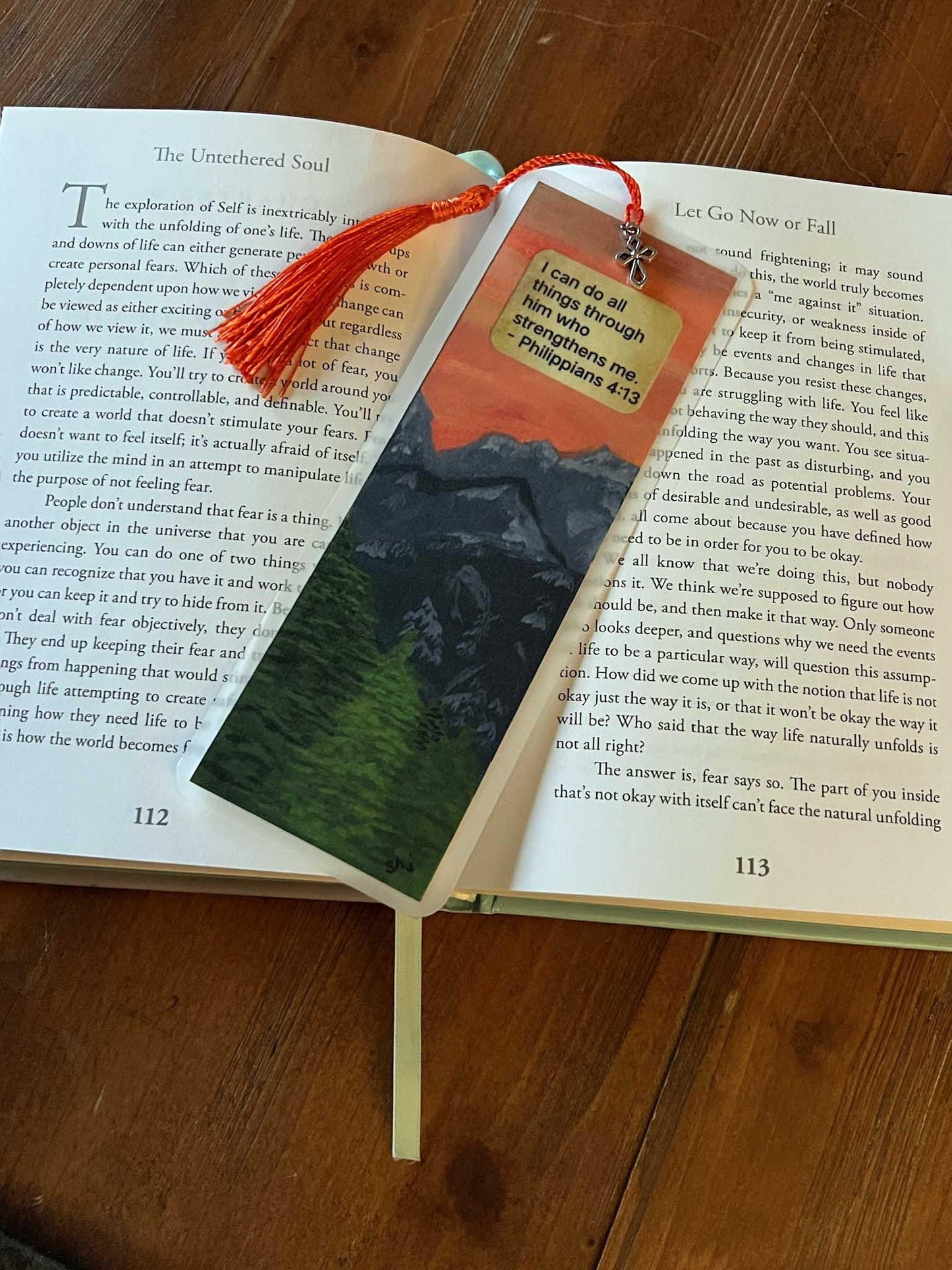 Inspirational Bookmark: Bible Verse, Silver Charm & Tassel