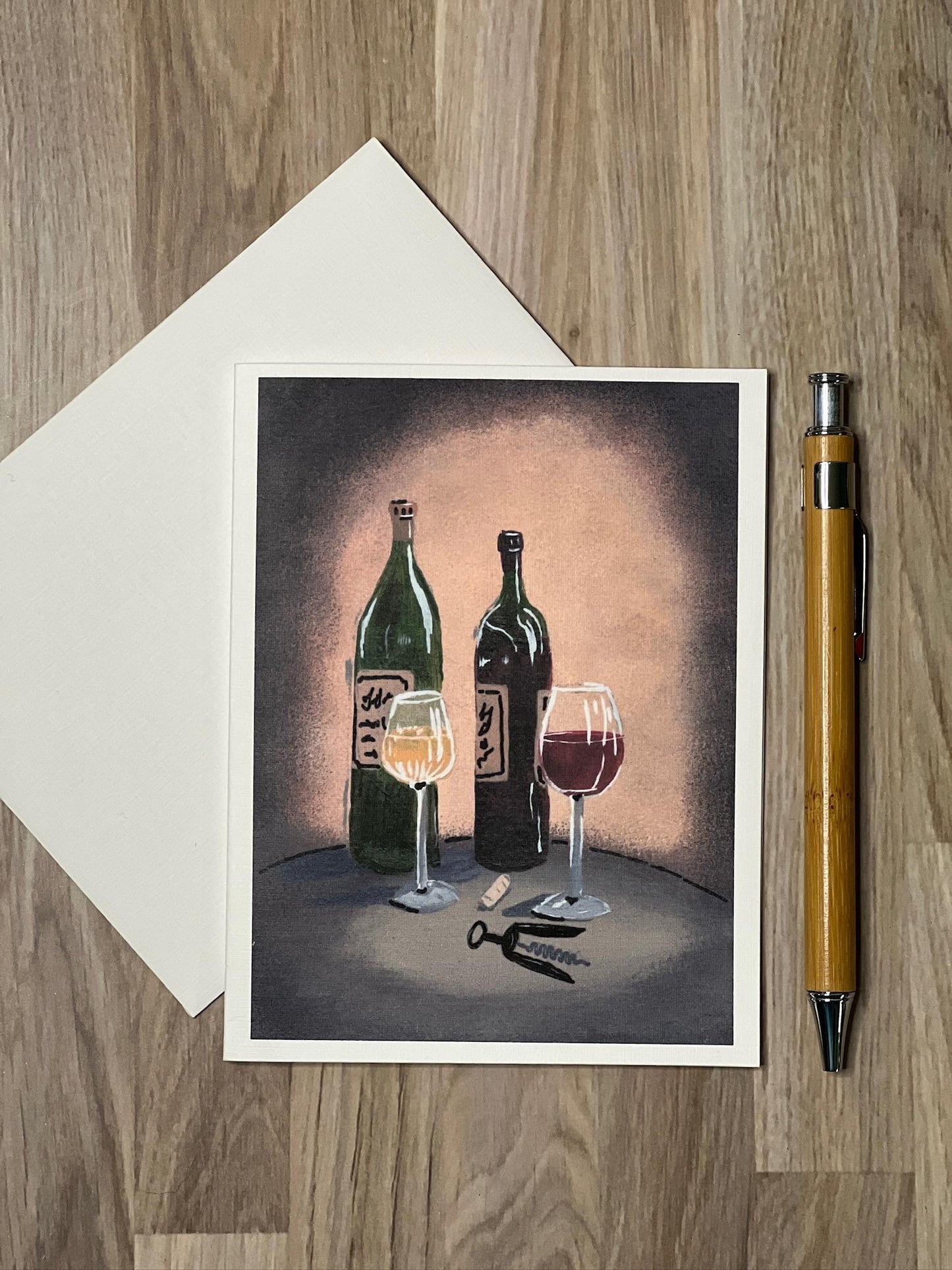 Wine and Candlelight Greeting Card: Romantic Celebration Art