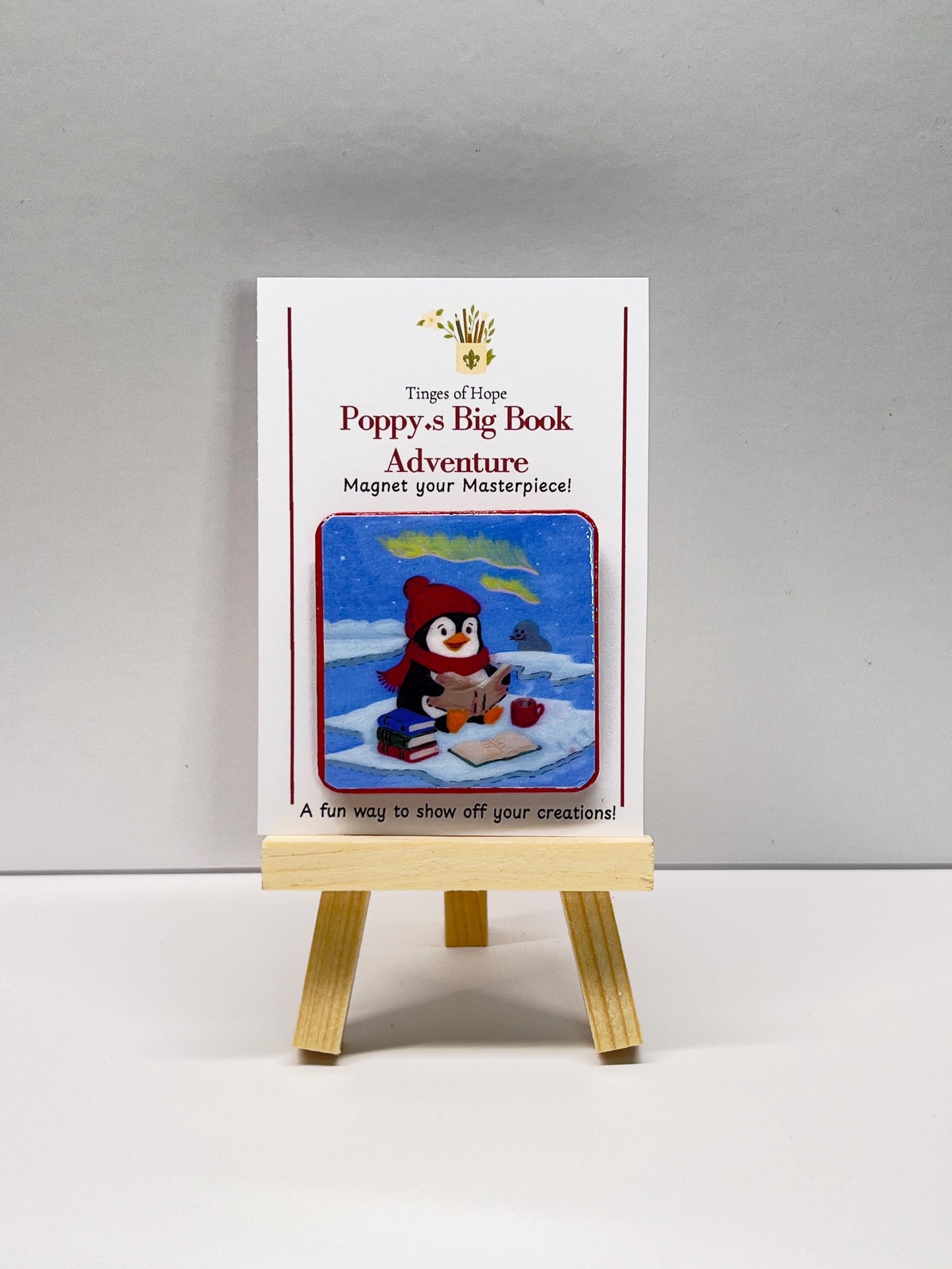 Poppy Magnet – Kids Penguin Gift | 2x2 Wood Magnet