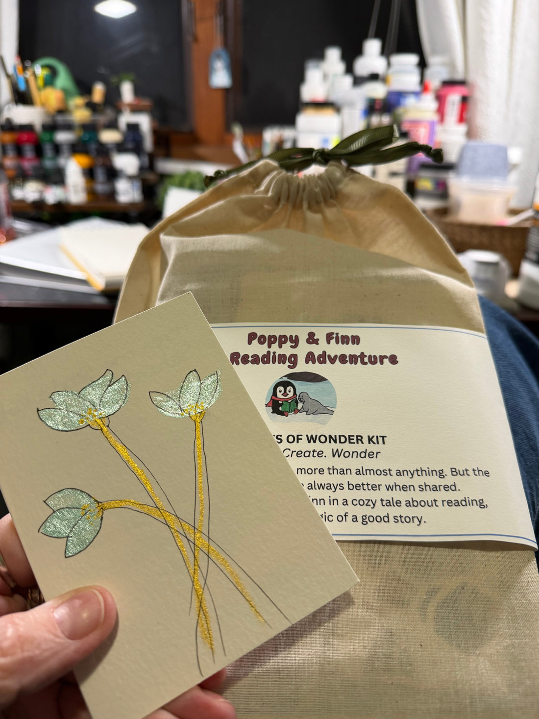 Poppy & Finn and Hand-painted notecard