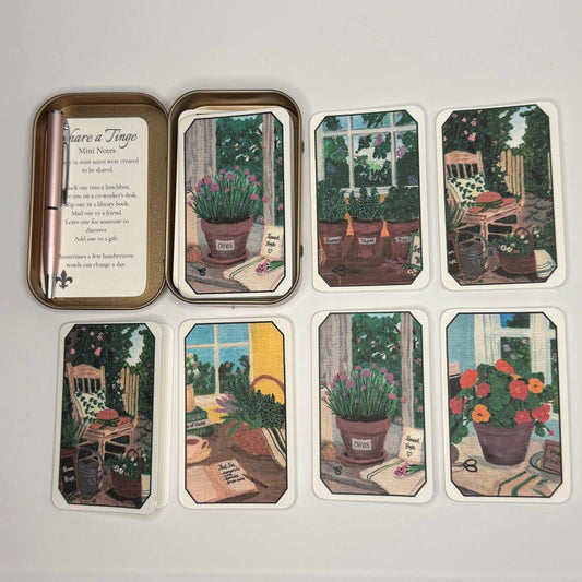 Mini Notes Gift Tin | Tend & Bloom | Floral Notecard & Pen Set