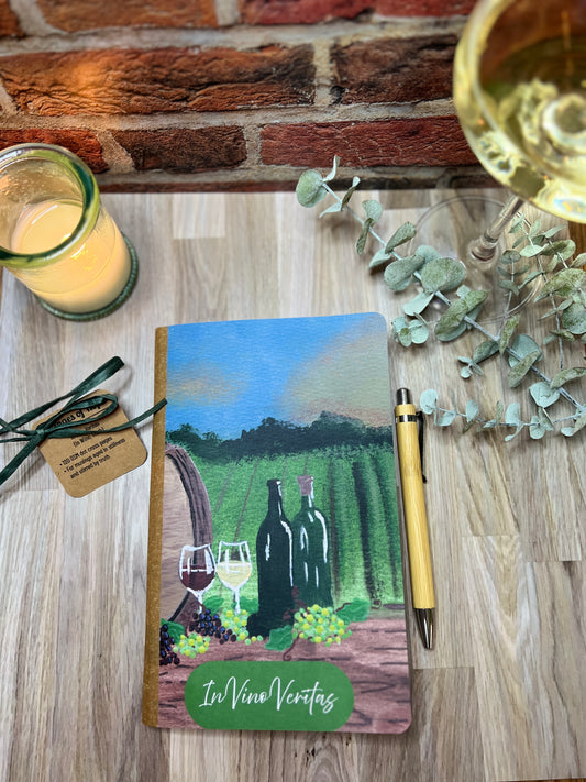 In Vino Veritas – Wine Lover’s Dot Grid Journal with Vineyard Art