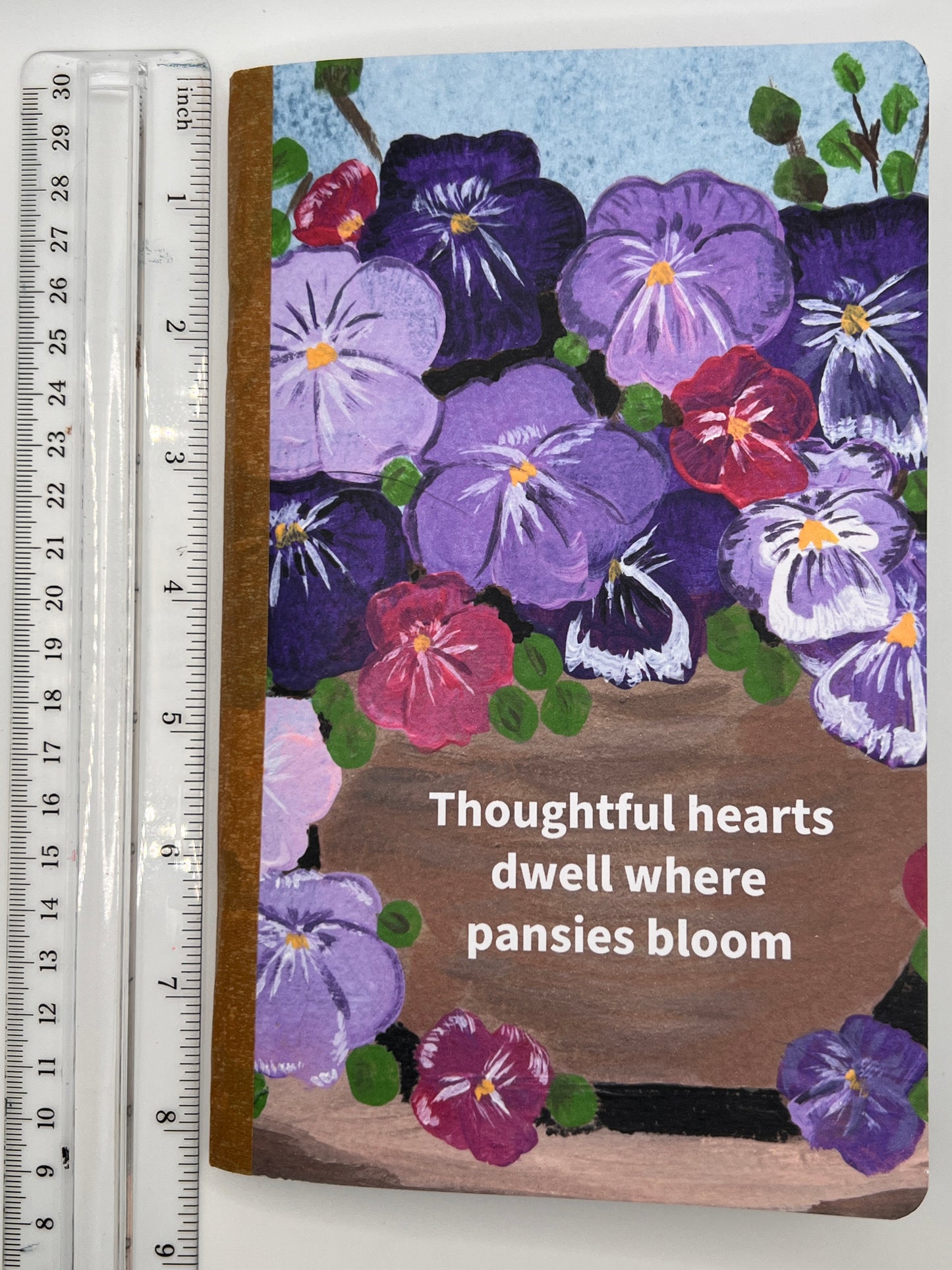 Thoughtful Hearts Journal – Floral Pansy Notebook with Dot Grid – Floral Dot Grid Journal for Reflection (5x8”)