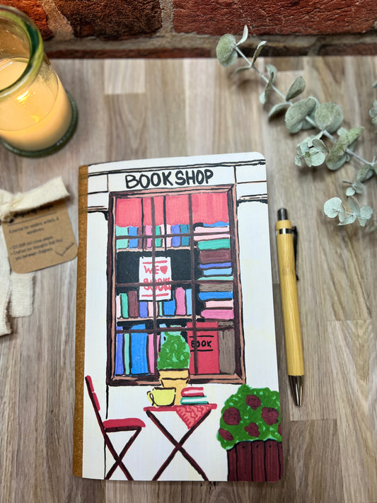 Cozy Bookshop Journal – Handmade Dot Grid Notebook for Readers, Writers & Book Lovers | 50 Pages | Tinges of Hope