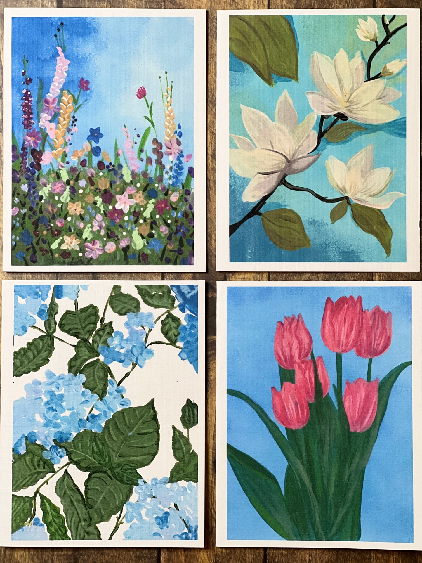 Mother’s Day Gift Set | Floral Notecards Set of 8 & Matching Magnets | Handmade Stationery & Gift for Mom | Garden-Inspired Gift