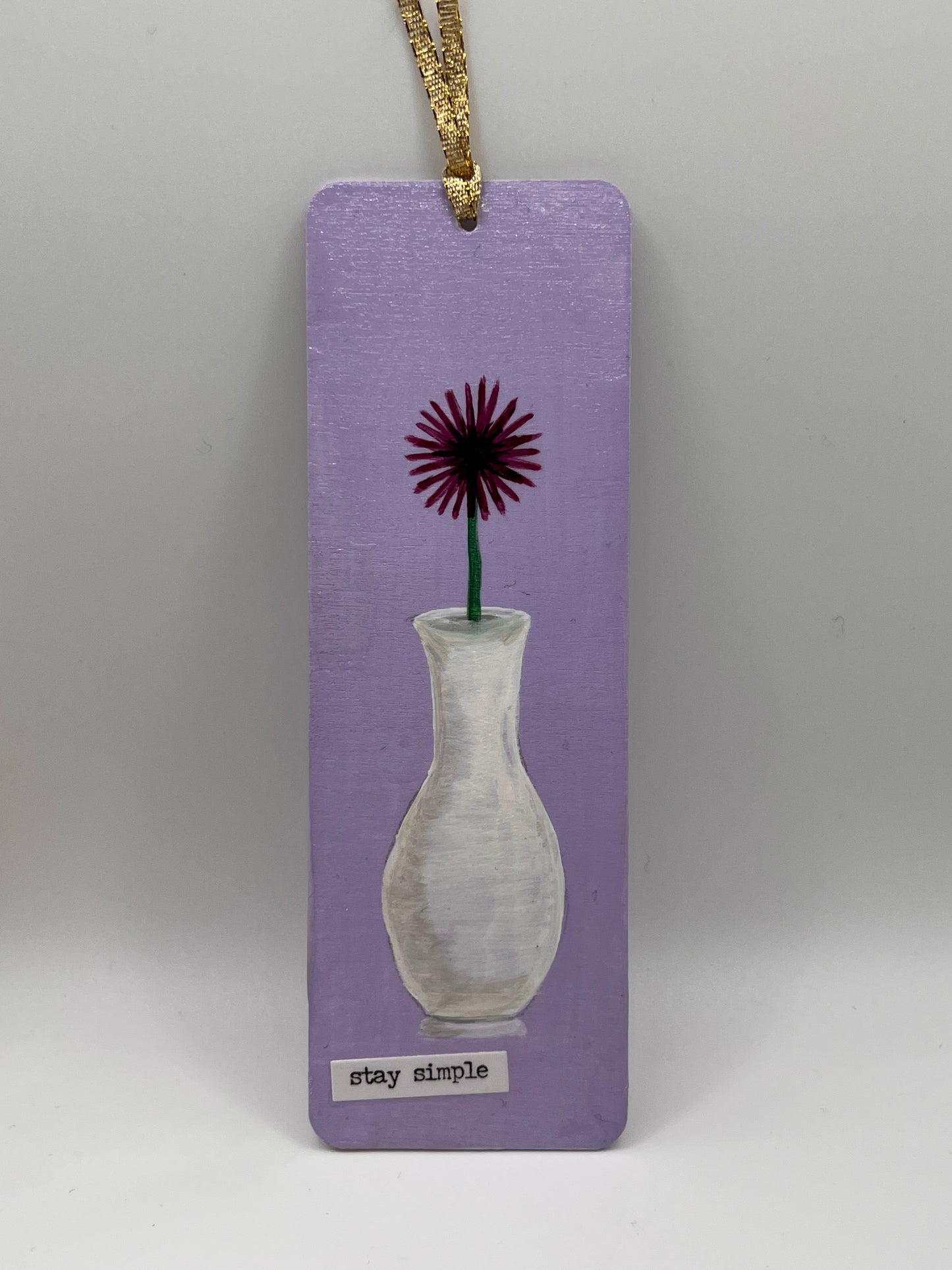 Allium in a Vase Hand-Painted Wood Bookmark