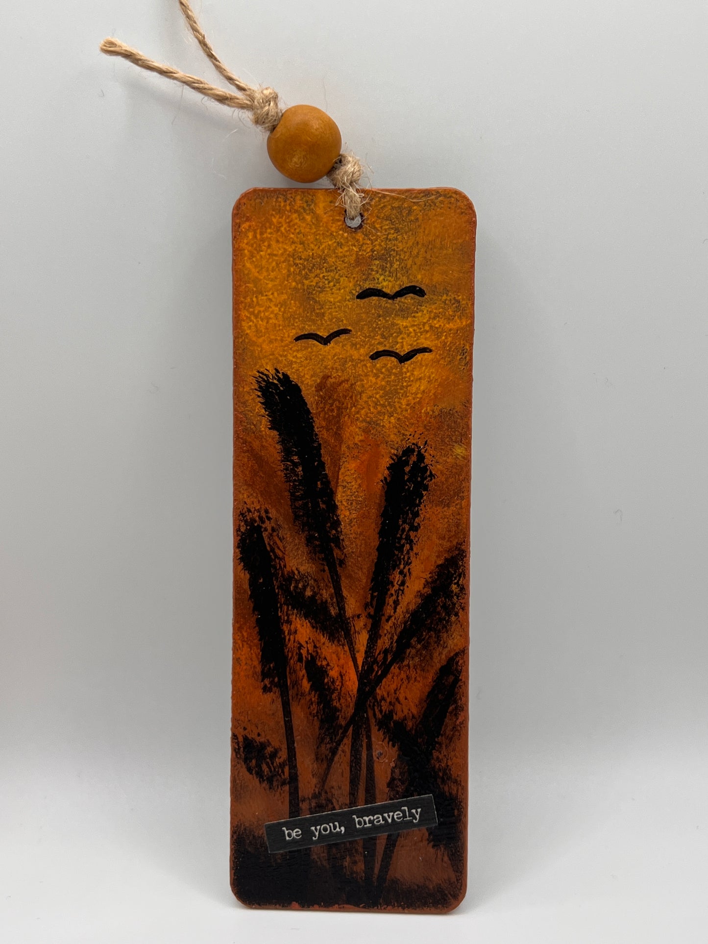 Sunset Sky in the Field Hand-Painted Wood Bookmark