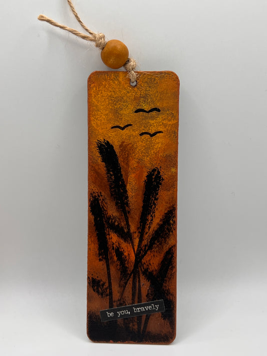 Sunset Sky in the Field Hand-Painted Wood Bookmark