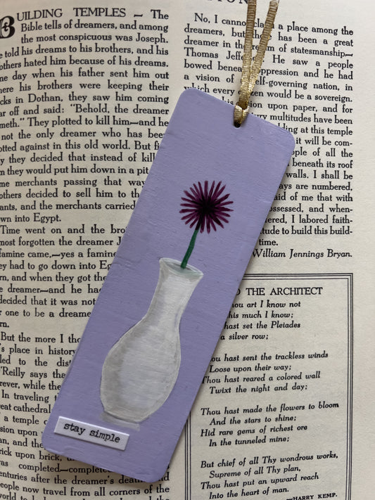 Allium in a Vase Hand-Painted Wood Bookmark