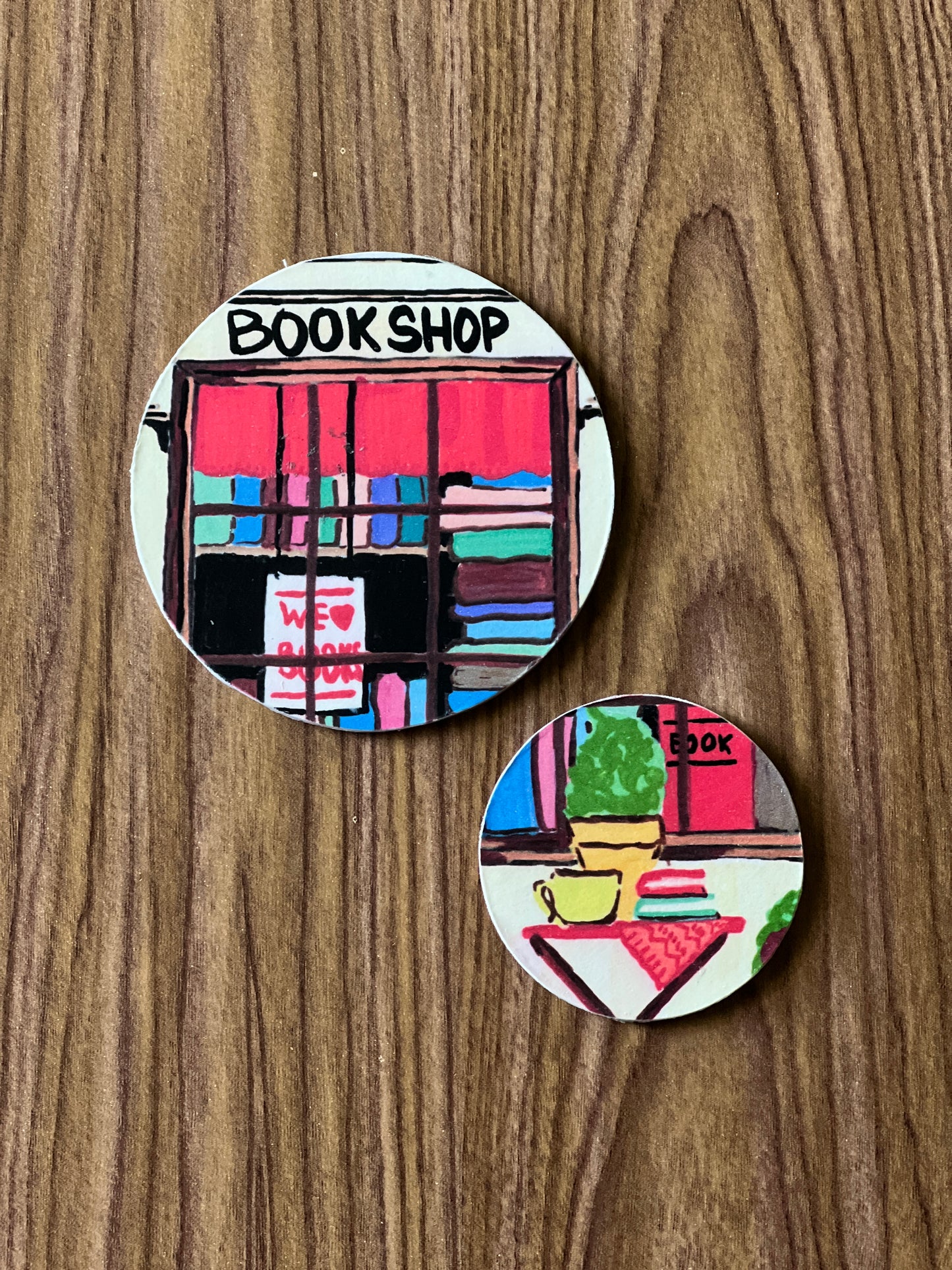 Main Street Bookshop Round Magnet Set