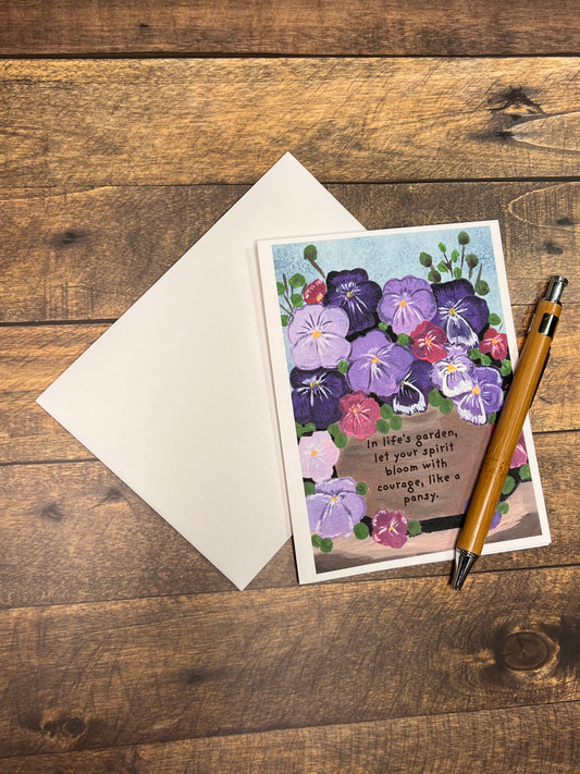 Pot of Pansies Notecard