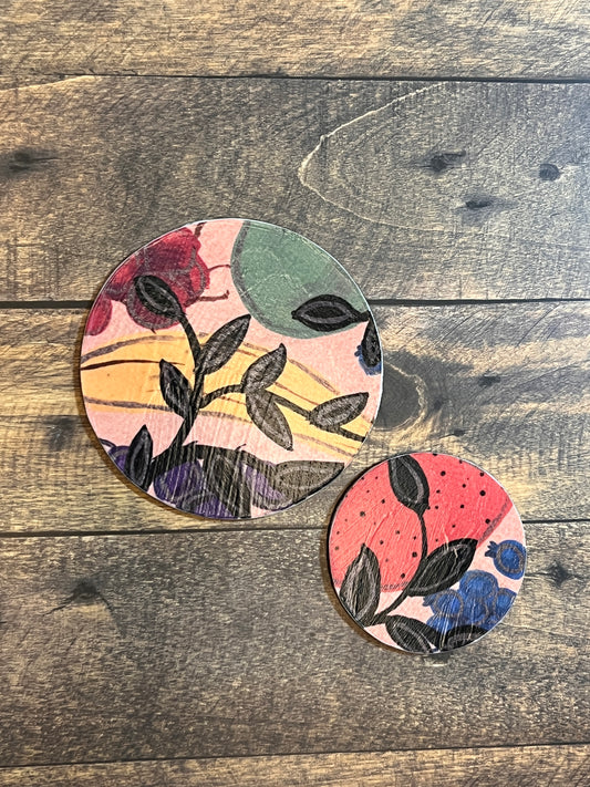 Rustic Fruit Tray Round Magnet Set