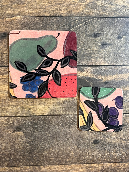 Rustic Fruit Tray Square Magnet Set