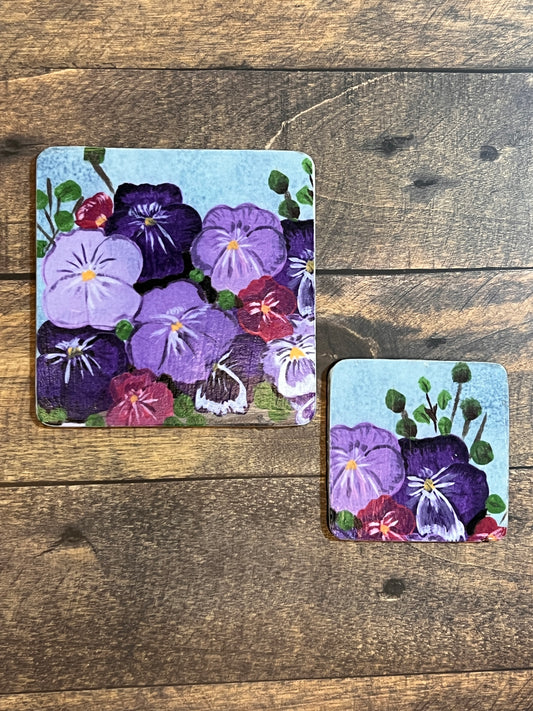 Pot of Pansies Square Magnet Set