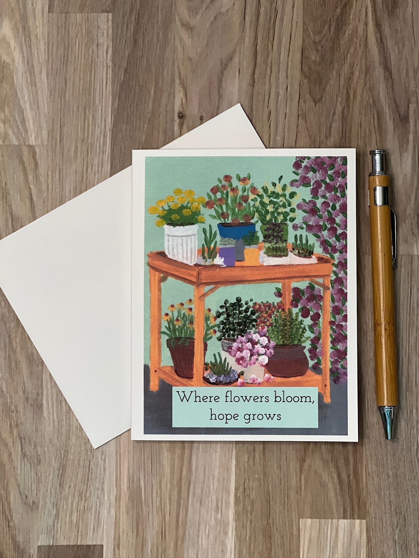 Greeting Card | Floral Garden Linen | Where Flowers Bloom, Hope Grows