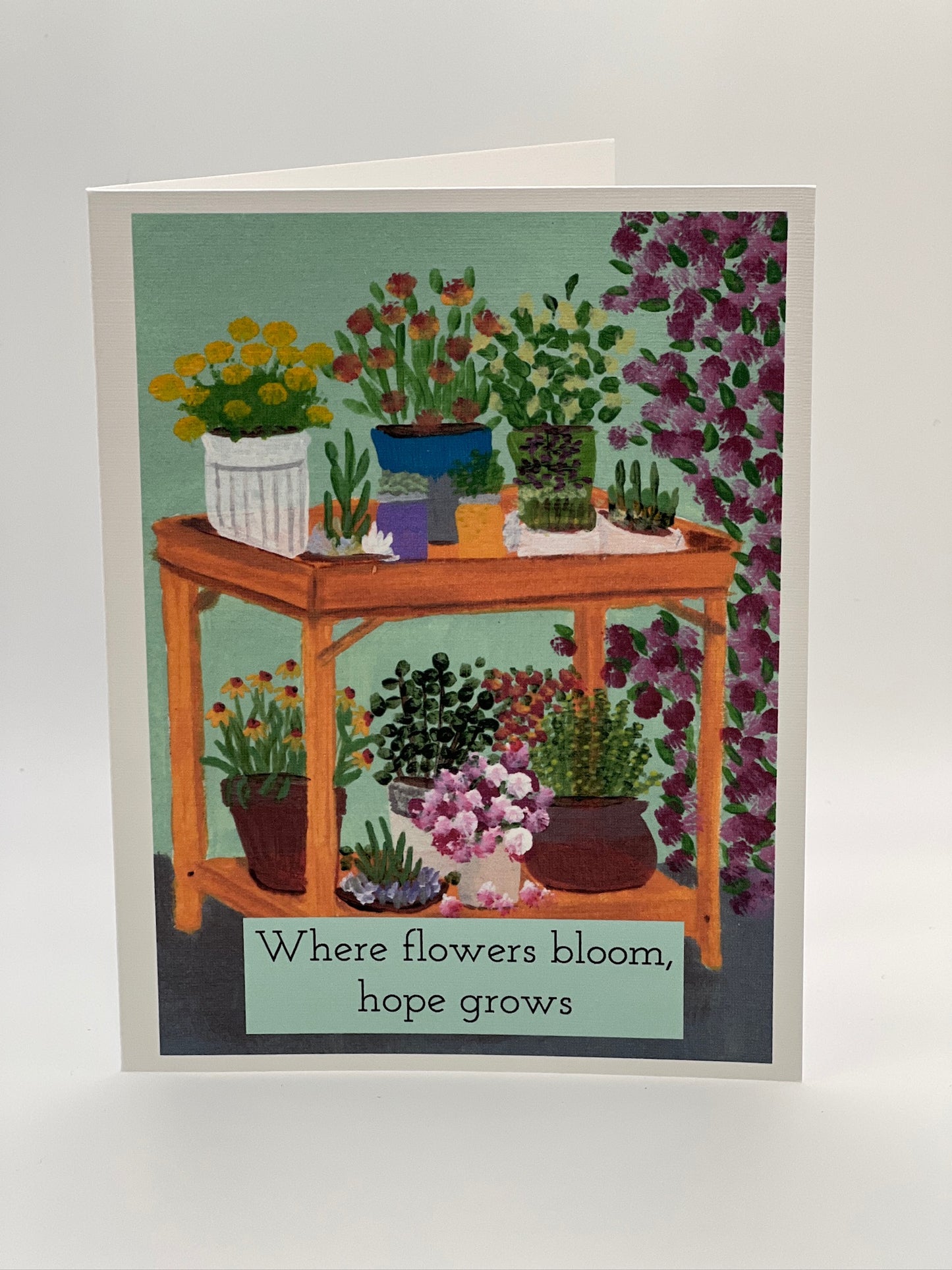 Greeting Card | Floral Garden Linen | Where Flowers Bloom, Hope Grows