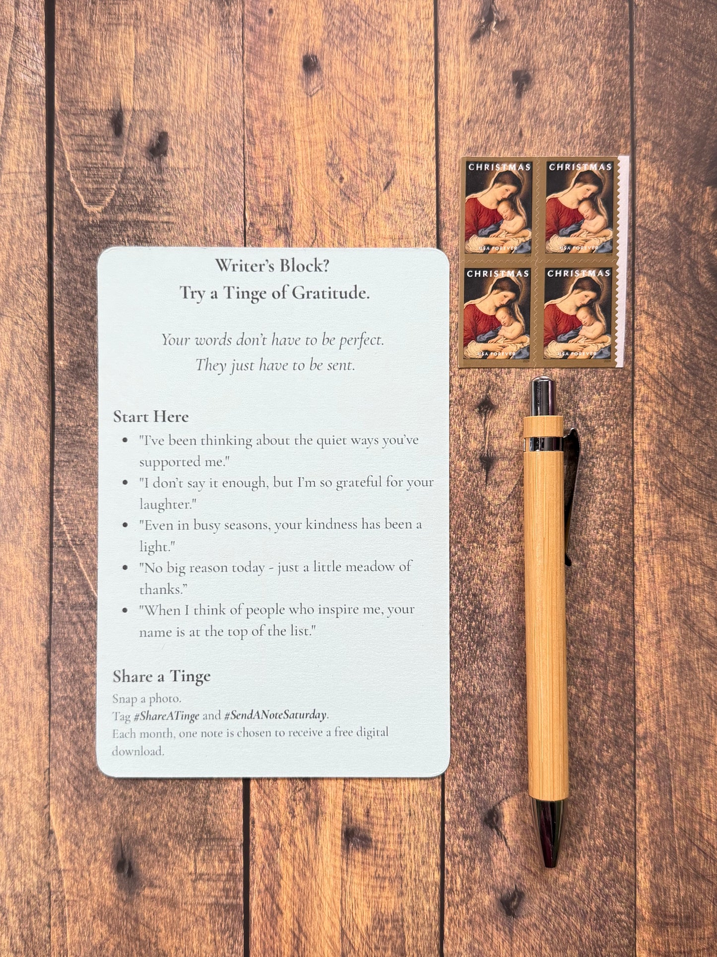 Notecard Kit | March First Bloom Gratitude | 4 Floral Cards, Pen & Stamps
