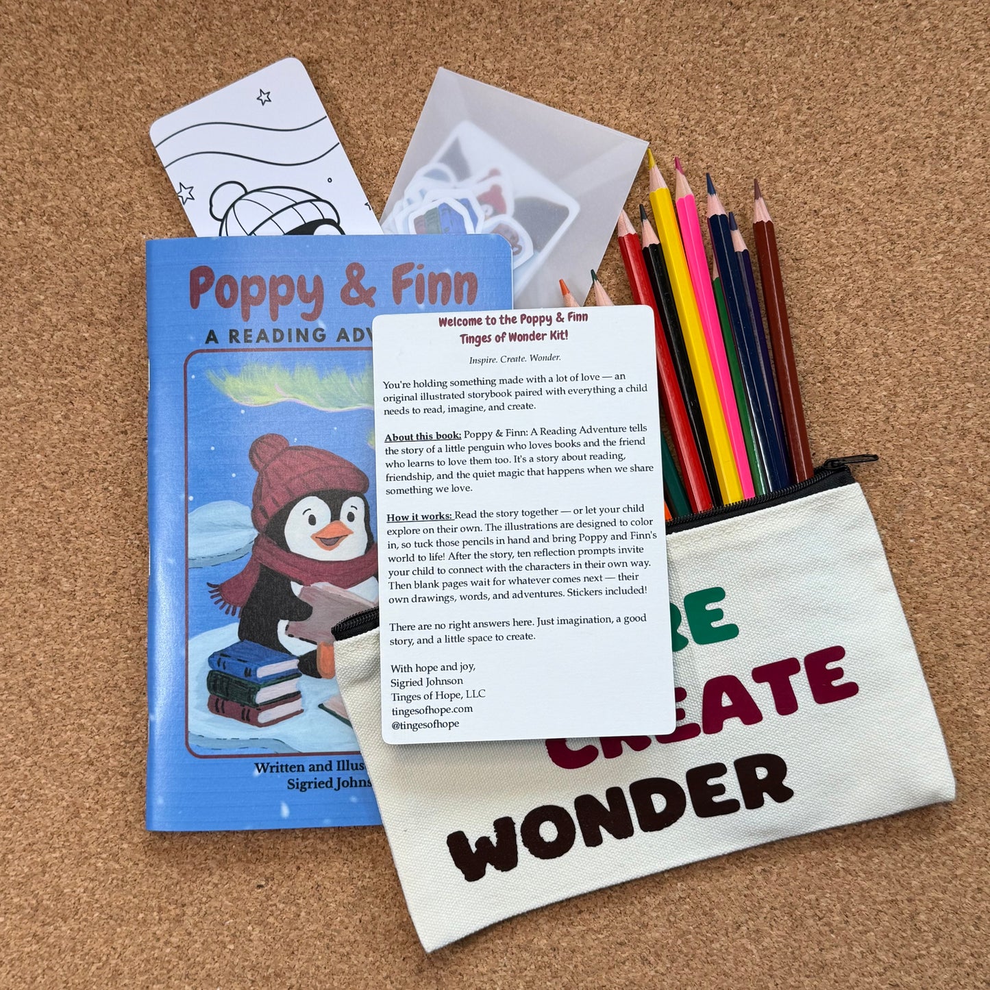 Poppy & Finn Reading Adventure Kit | Children's Illustrated Storybook + Art Supplies | Gift for Kids | Tinges of Wonder Kit