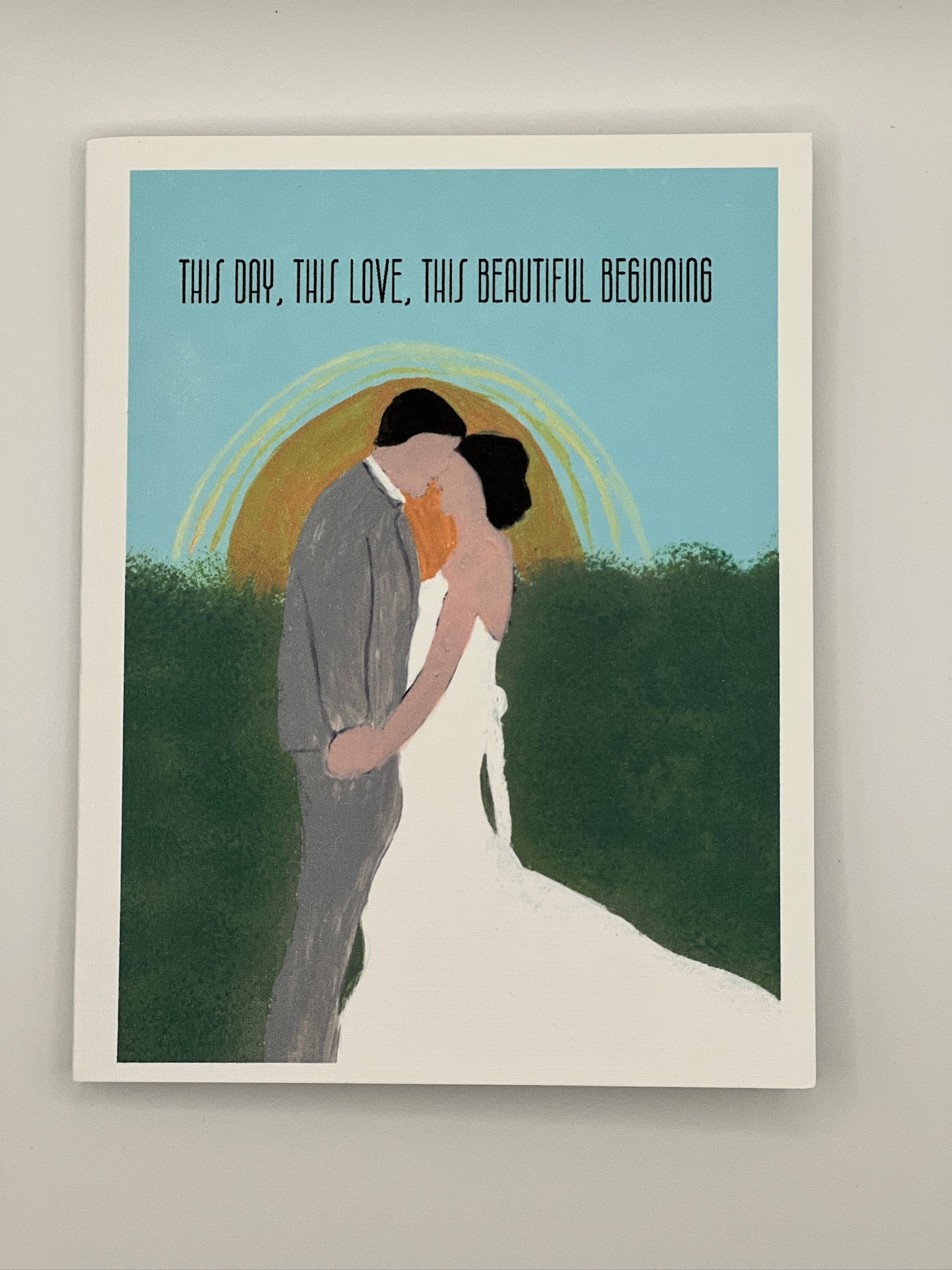 Wedding Greeting Card | Hand-Painted Sunset Silhouette | Faith-Based Blessing