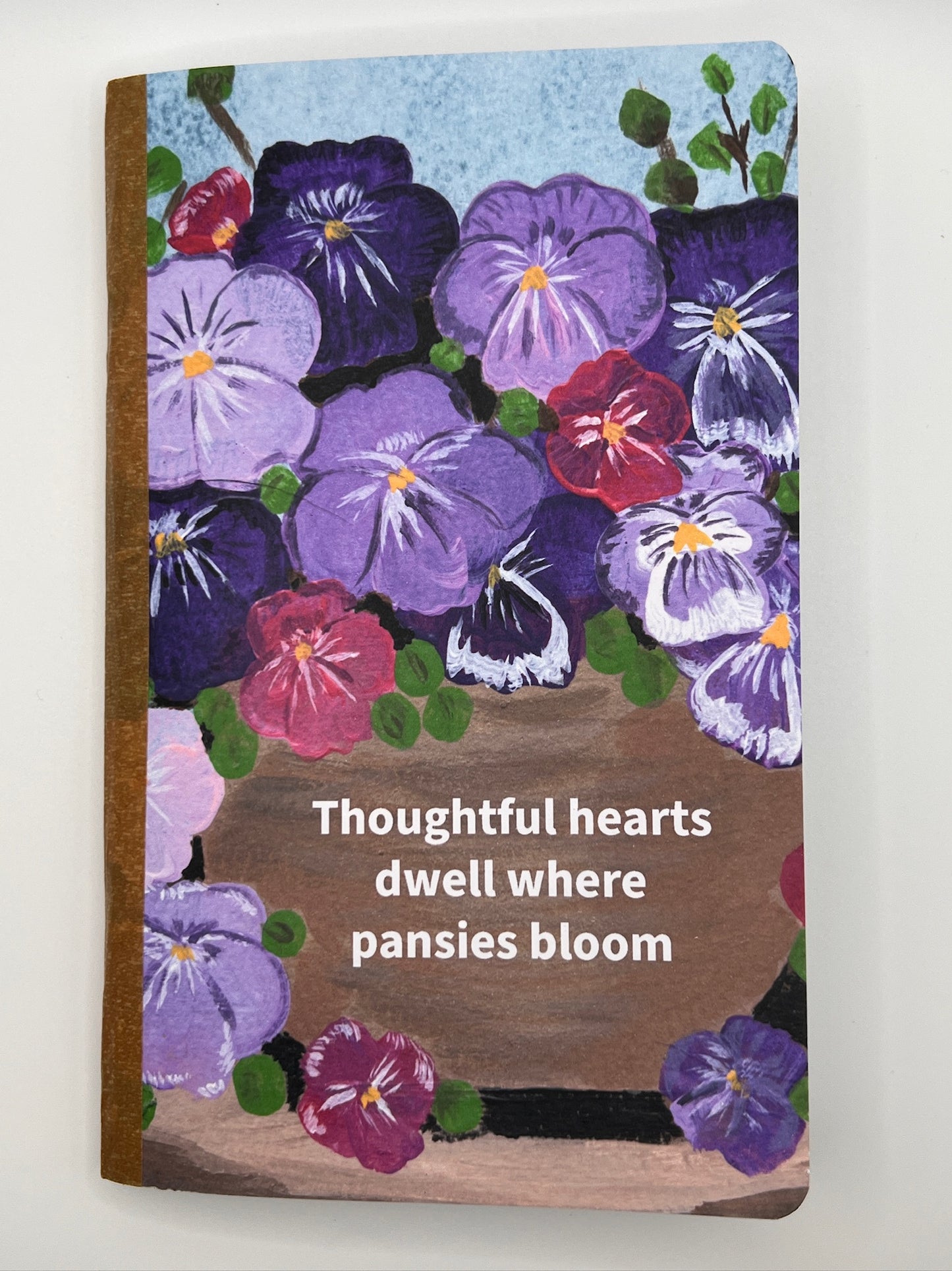 Handmade Pansy Journal: Floral Dot Grid Notebook, Spring Gift